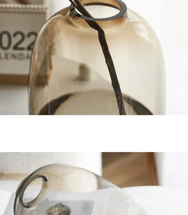 Transparent Glass Vase, Office Decor, Large Capacity Hydroponic Flower Pot, Vase, Bedroom Aesthetic Decor, Home Decor