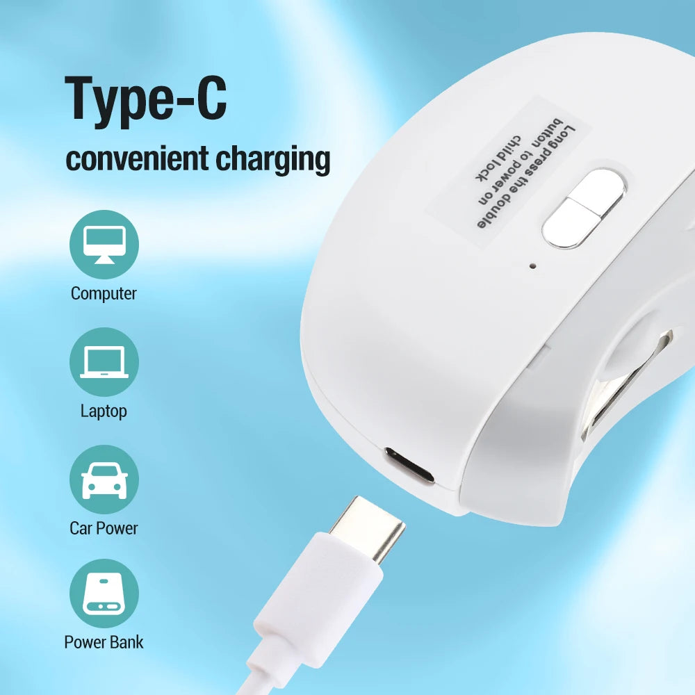 2 In 1 Electric Nail Clippers Manicure Anti-Splash Nail Trimmer For Baby Finger Toe Scissors Pedicure Thick Nails Cutter Tools