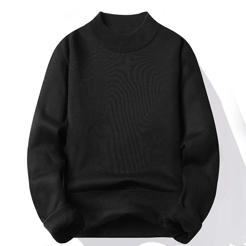 Half Turtleneck Knitwear Sweater New Autumn/Winter Mock Neck Sweatshirts Solid Color Pullovers Man Brand Casual Mens Clothing