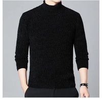New Casual Men's Turtleneck Sweater in Winter Knitted Trendy High-end Thickened Slim Base Warm