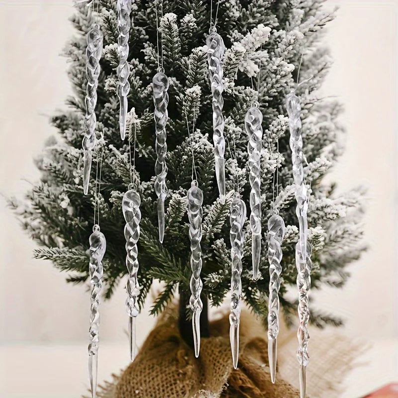 Christmas Tree Hanging Ornaments - Crystal Icicle Holiday Decorations– 2/24/36pcs