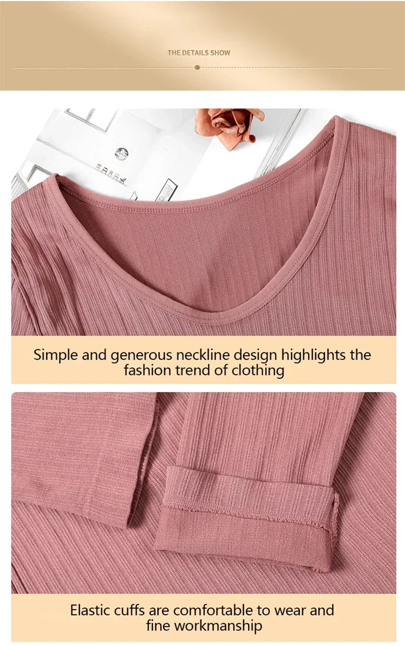 Warm Women's Thermal Underwear Sexy Ladies Intimates Long Johns Women Shaped Sets Female Middle Collar Thermal Shaping Clothes