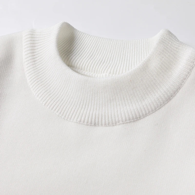 Half Turtleneck Knitwear Sweater New Autumn/Winter Mock Neck Sweatshirts Solid Color Pullovers Man Brand Casual Mens Clothing