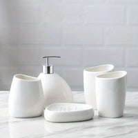 Complete Ceramic Bathroom Accessories Set with Soap Dispenser Tumbler Toothbrush Holder and Soap Dish Bathroom Organizer