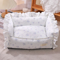 Autumn Winter Korean Style Floral Border Dogs Cat Bed Detachable Washable Warm Cute Pets Mat Four Seasons Universal Pet Supplies