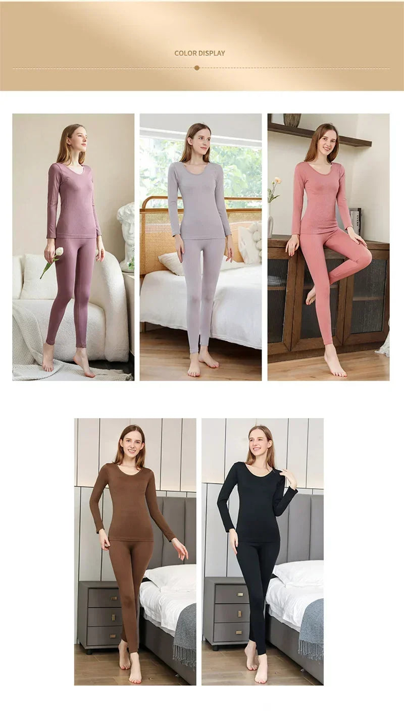 Warm Women's Thermal Underwear Sexy Ladies Intimates Long Johns Women Shaped Sets Female Middle Collar Thermal Shaping Clothes