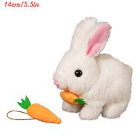 Cute Electric Rabbit Interactive Plush Toys Bunny With Carrot Walking Wiggle Ears Wag Tail Stuffed Peluche Doll Birthday Gifts
