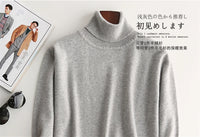 Turtleneck Men Pullover Cashmere Cotton Blend Knitted Sweater 2025 Autumn Winter  Daily Basic Warm Turtle Neck Jumper Pull Homme