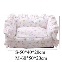 Autumn Winter Korean Style Floral Border Dogs Cat Bed Detachable Washable Warm Cute Pets Mat Four Seasons Universal Pet Supplies