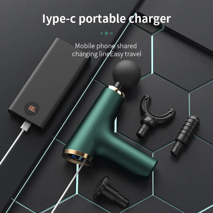 Massage Gun Portable Percussion Pistol Massager For Body Neck Deep Tissue Muscle Relaxation Gout Pain Relief Fitness