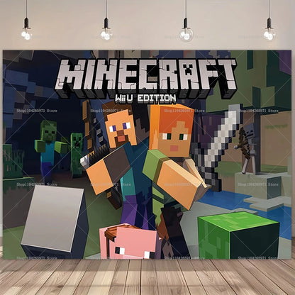 Game Theme Birthday Backdrop Pixel Background for Photography Boys Gaming Birthday Party Decorations Banner Baby Shower Supplies