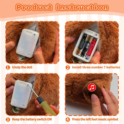 Breathing Capybara Baby Animals Plush Toys Kids Plush Doll Baby Sleep Companion Sound and Light Doll Toy  with Hug Stuffed