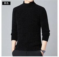 New Casual Men's Turtleneck Sweater in Winter Knitted Trendy High-end Thickened Slim Base Warm