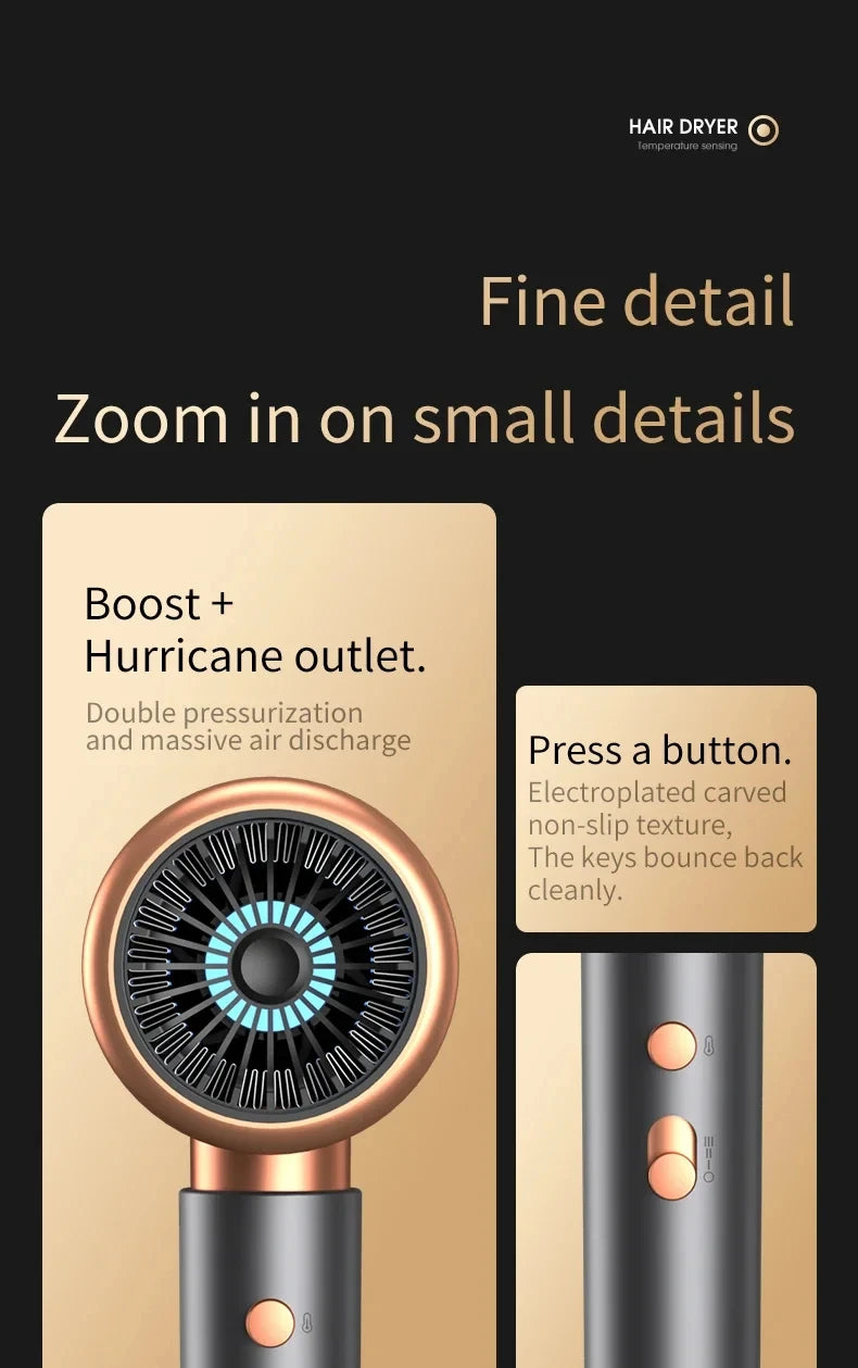 Salon Hair Dryer 2000W Professional Hot Cold Air Brush Negative Ionic Blow Dryer Strong Power 5th GearHairdryerblowdryerwithcomb