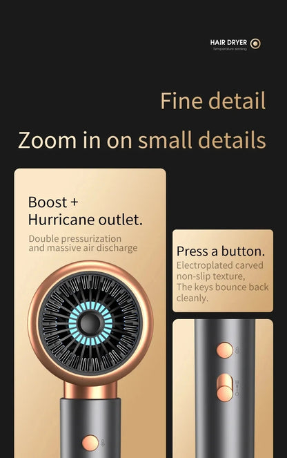 Salon Hair Dryer 2000W Professional Hot Cold Air Brush Negative Ionic Blow Dryer Strong Power 5th GearHairdryerblowdryerwithcomb