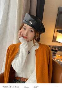 Women's Turtleneck Sweater Winter 2025 Retro Red with Velvet Lining Thickened Inner Wear Thermal Knitting Bottoming Shirt