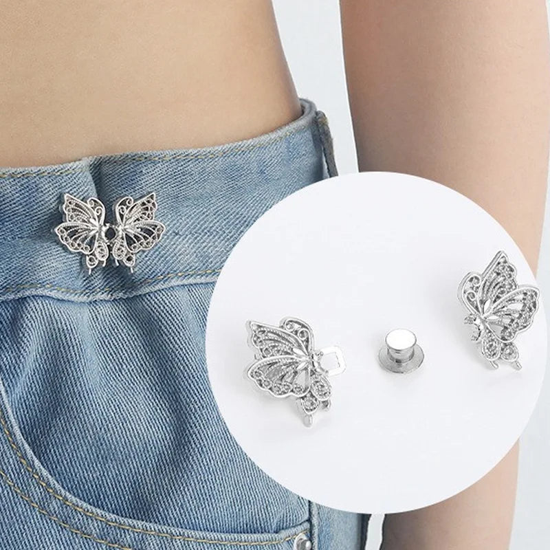 Jeans Button Adjustable Clips for Pant Skirts Waist Tightener Buckle Snap Button Adjuster Butterfly Pin Button Clothing Supplies