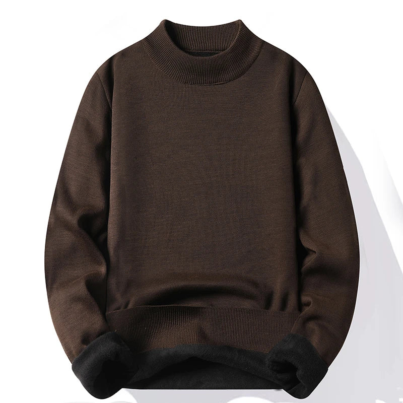 Half Turtleneck Knitwear Sweater New Autumn/Winter Mock Neck Sweatshirts Solid Color Pullovers Man Brand Casual Mens Clothing