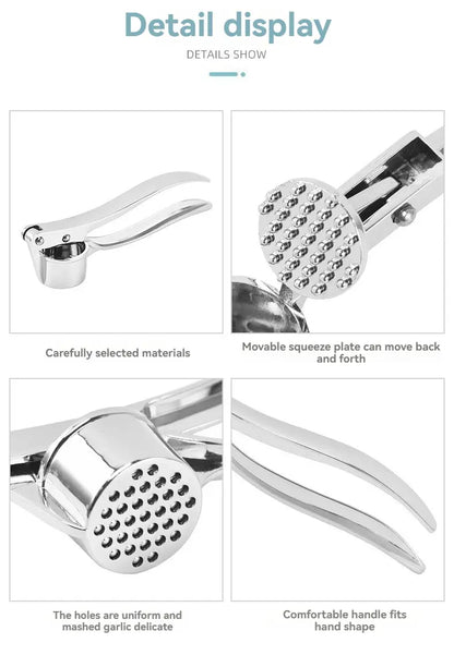 Garlic Press Anti-Skid Thickened Garlic Clip Multifunctional Zinc Alloy Stainless Steel Manual Pull Type Garlic Punch