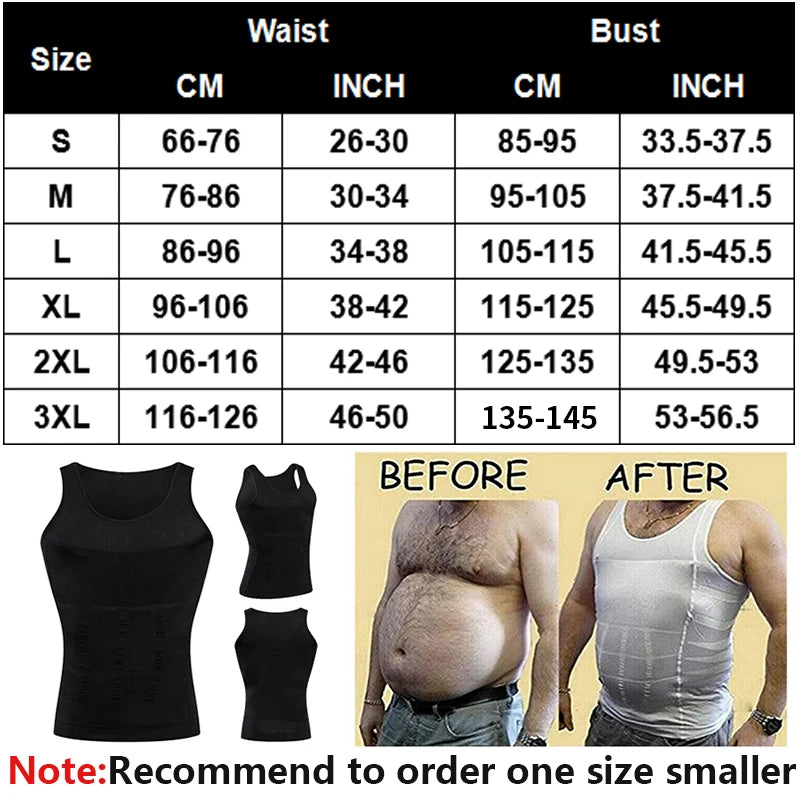 Men's Slimming Body Shapewear Corset Vest Shirt Compression Abdomen Tummy Belly Control Slim Waist Cincher Underwear Sports Vest