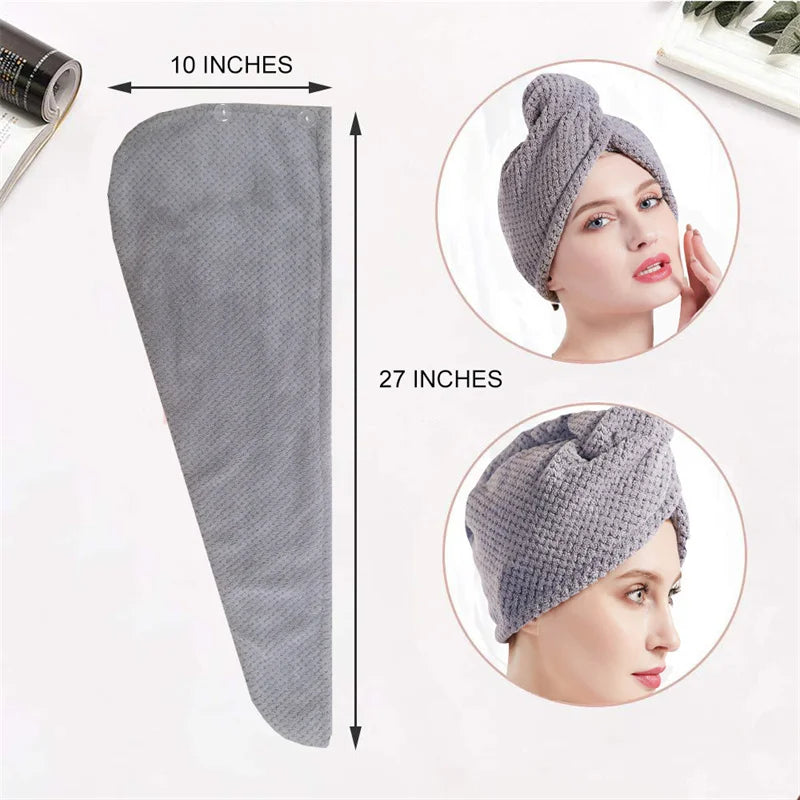 Dry Hair Cap Drying Hair Towel  Microfiber Hair Drying Wrap Strong Water Absorbent Triangle Shower Hat Wiping Hair Towel Tool
