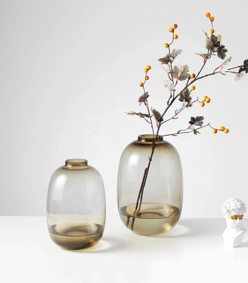 Transparent Glass Vase, Office Decor, Large Capacity Hydroponic Flower Pot, Vase, Bedroom Aesthetic Decor, Home Decor