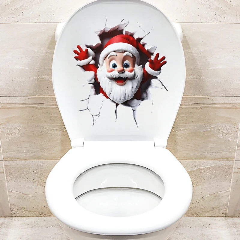 Christmas Toilet Sticker Merry Christmas Decoration for Home 2025 Pendant Xmas Sticker Ornament Navidad Natal New Year Gift 2026