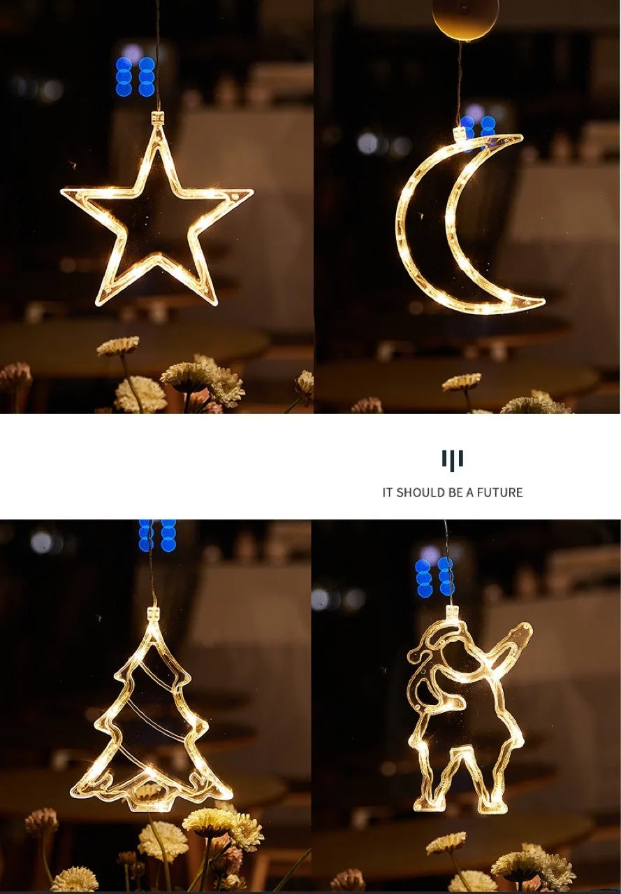 Christmas decoration lamps, hanging lights, suction cup lights, window decoration, interior decoration, New Year decoration