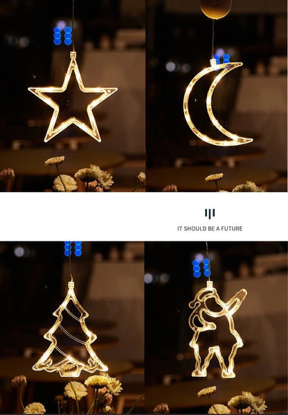 Christmas decoration lamps, hanging lights, suction cup lights, window decoration, interior decoration, New Year decoration