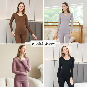 Warm Women's Thermal Underwear Sexy Ladies Intimates Long Johns Women Shaped Sets Female Middle Collar Thermal Shaping Clothes