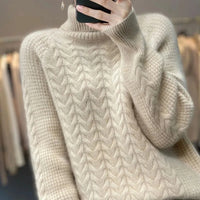 Fashion Cashmere Turtleneck Sweater Women 2024 New Autumn Winter Pullover Jumper Pull Femme Streetwear Casual Knitted Sweater