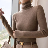 2025 Classic Turtleneck Solid Color Sweater Autumn New Korean Style Long Sleeved Slim Fit Sweater Fashion Knitted Primershirt