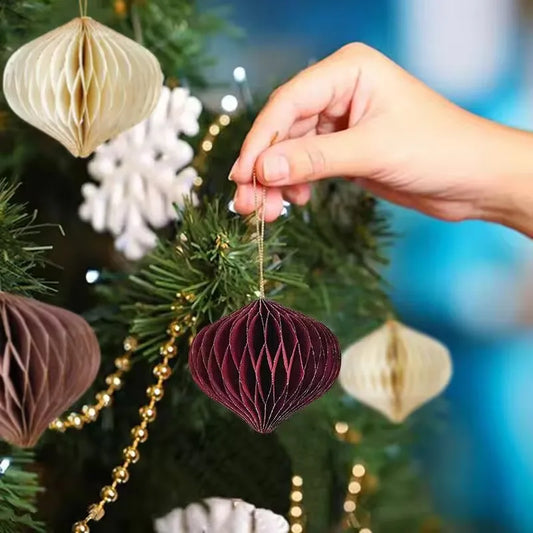 6Pcs Honeycomb Paper Ball Decorations – Mini Hanging Ornaments for Weddings, Parties, Home & Christmas Tree Decor