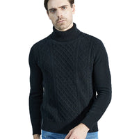 Fashion TurtleNeck Men's Knitted Sweaters Cashmere Sweater 100% Merino Wool Thick Knit Pullover Winter Fall Male Jumper Clothing