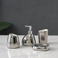 Complete Ceramic Bathroom Accessories Set with Soap Dispenser Tumbler Toothbrush Holder and Soap Dish Bathroom Organizer