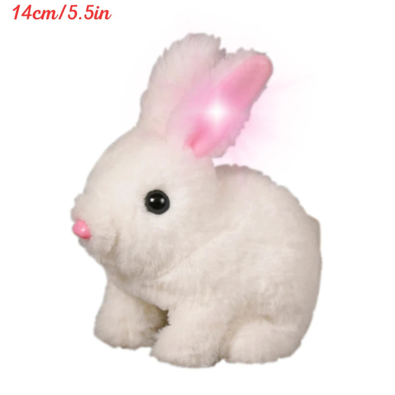 Cute Electric Rabbit Interactive Plush Toys Bunny With Carrot Walking Wiggle Ears Wag Tail Stuffed Peluche Doll Birthday Gifts