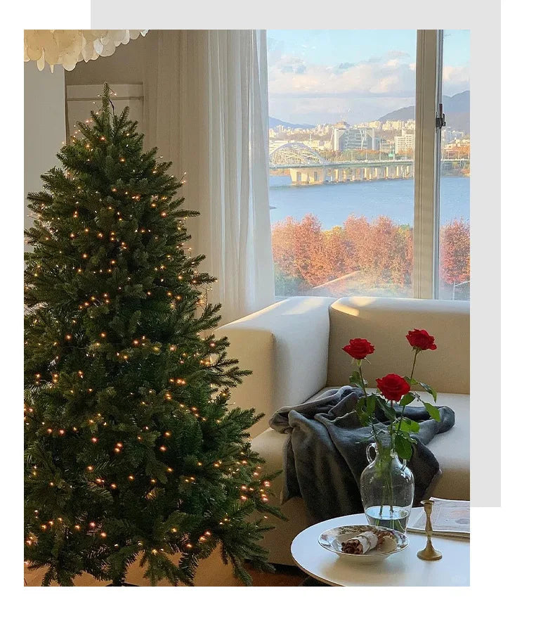 Pre-Lit Mixed PVC Christmas Tree – Dense Branches, LED Lights, Large Holiday Xmas Tree for Home Christmas Decoration