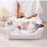 Autumn Winter Korean Style Floral Border Dogs Cat Bed Detachable Washable Warm Cute Pets Mat Four Seasons Universal Pet Supplies