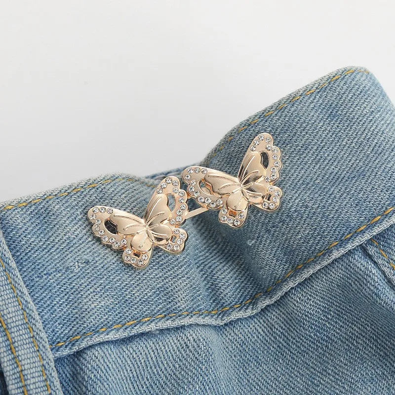 Jeans Button Adjustable Clips for Pant Skirts Waist Tightener Buckle Snap Button Adjuster Butterfly Pin Button Clothing Supplies