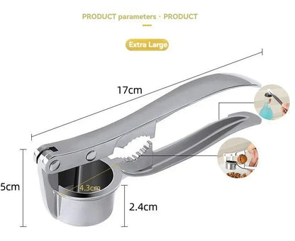 Garlic Press Anti-Skid Thickened Garlic Clip Multifunctional Zinc Alloy Stainless Steel Manual Pull Type Garlic Punch
