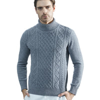 Fashion TurtleNeck Men's Knitted Sweaters Cashmere Sweater 100% Merino Wool Thick Knit Pullover Winter Fall Male Jumper Clothing