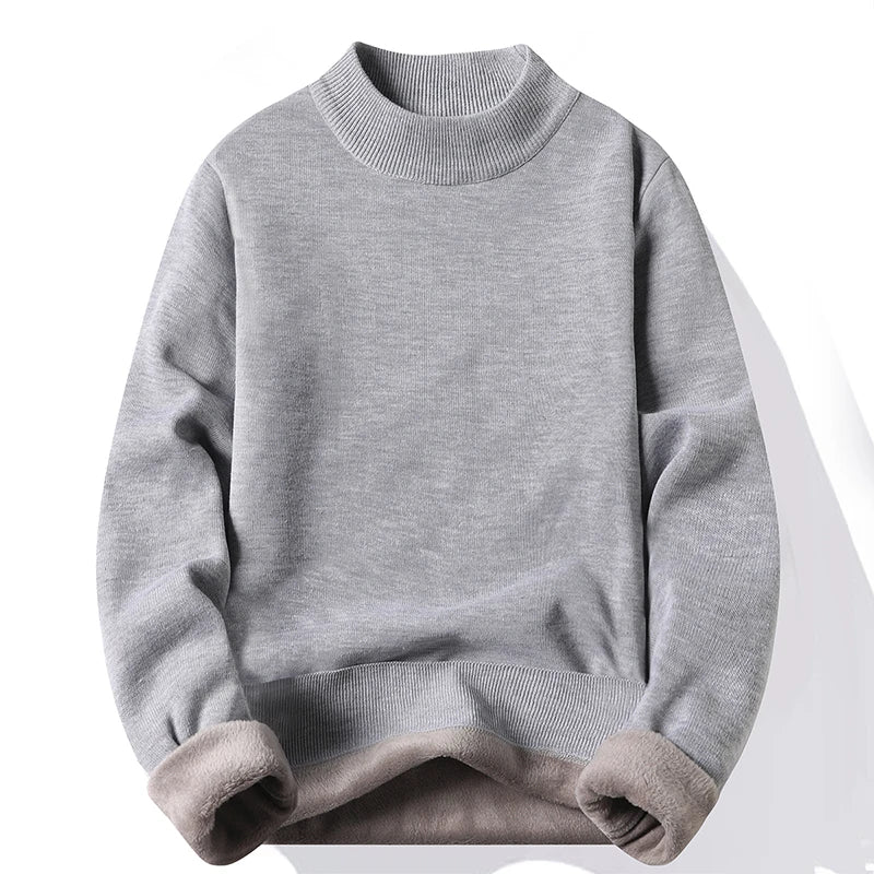 Half Turtleneck Knitwear Sweater New Autumn/Winter Mock Neck Sweatshirts Solid Color Pullovers Man Brand Casual Mens Clothing