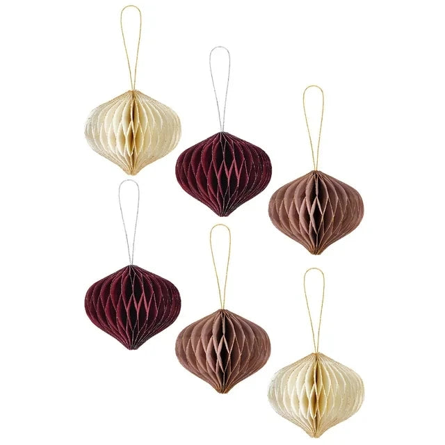 6Pcs Honeycomb Paper Ball Decorations – Mini Hanging Ornaments for Weddings, Parties, Home & Christmas Tree Decor