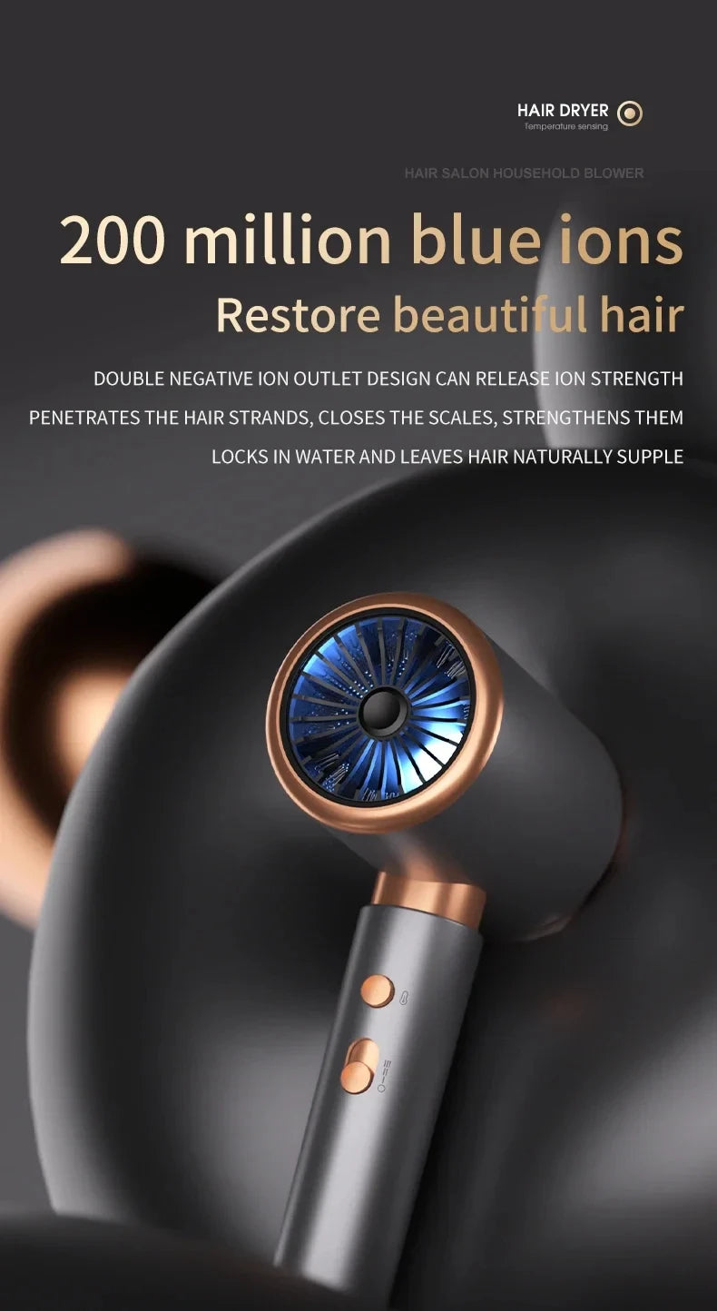 Salon Hair Dryer 2000W Professional Hot Cold Air Brush Negative Ionic Blow Dryer Strong Power 5th GearHairdryerblowdryerwithcomb