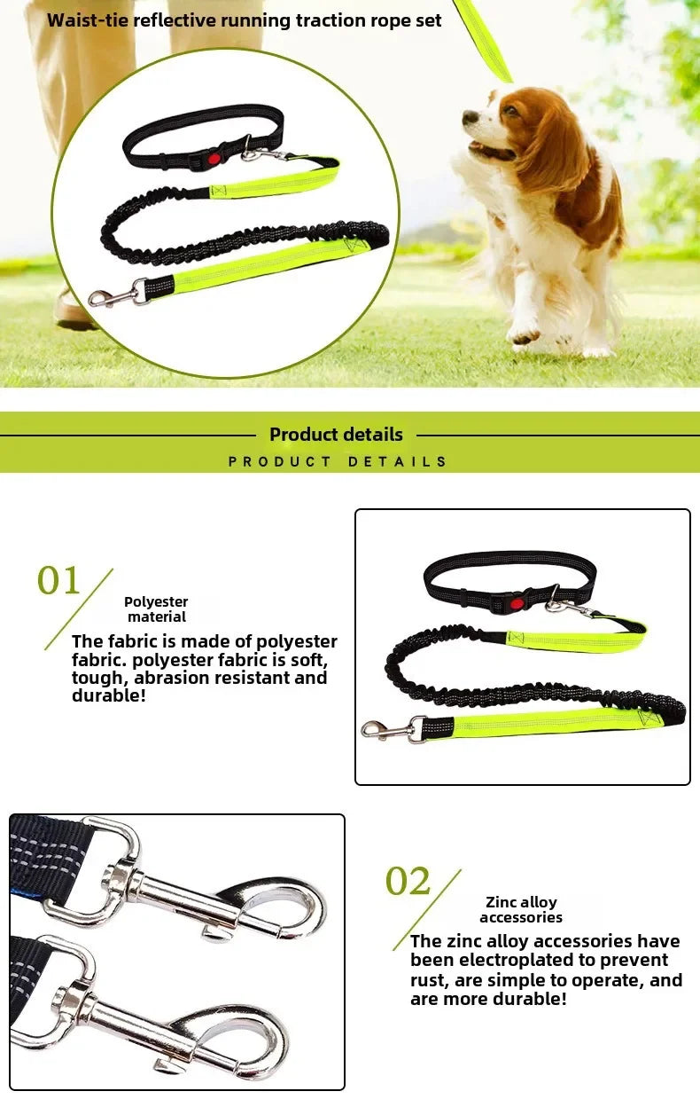 Hand Free Dog Leash for Pet Walking  Dog Accessories Running Jogging Adjustable Dog leash Waist Belt Chest Strap Traction Rope