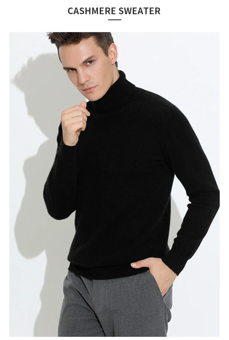 Turtleneck Men Pullover Cashmere Cotton Blend Knitted Sweater 2025 Autumn Winter  Daily Basic Warm Turtle Neck Jumper Pull Homme