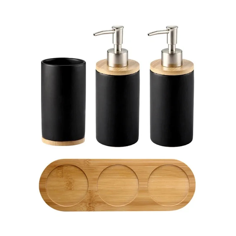 Ceramic Bathroom Accessories Set Fashion Soap Dispenser Toothbrush Holder Tumbler Ceramic Household Bathroom Product