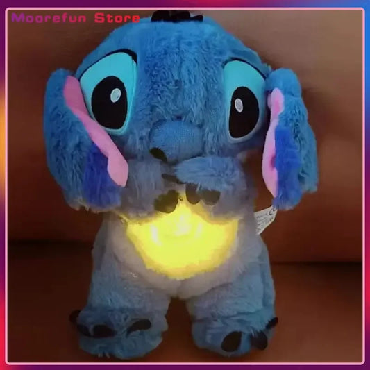 Kawaii Stitch Plush Doll For Baby, Sleeping Companion, Musical Sound Soothing With Air Bag And Light, Breathing Toys Gifts