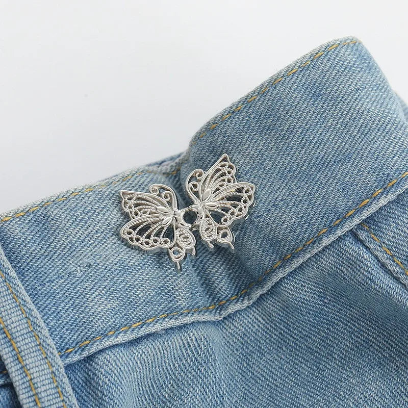 Jeans Button Adjustable Clips for Pant Skirts Waist Tightener Buckle Snap Button Adjuster Butterfly Pin Button Clothing Supplies