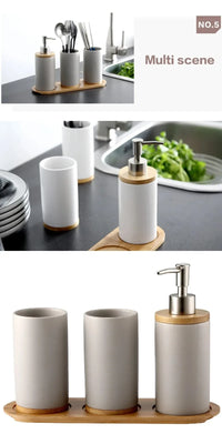 Ceramic Bathroom Accessories Set Fashion Soap Dispenser Toothbrush Holder Tumbler Ceramic Household Bathroom Product